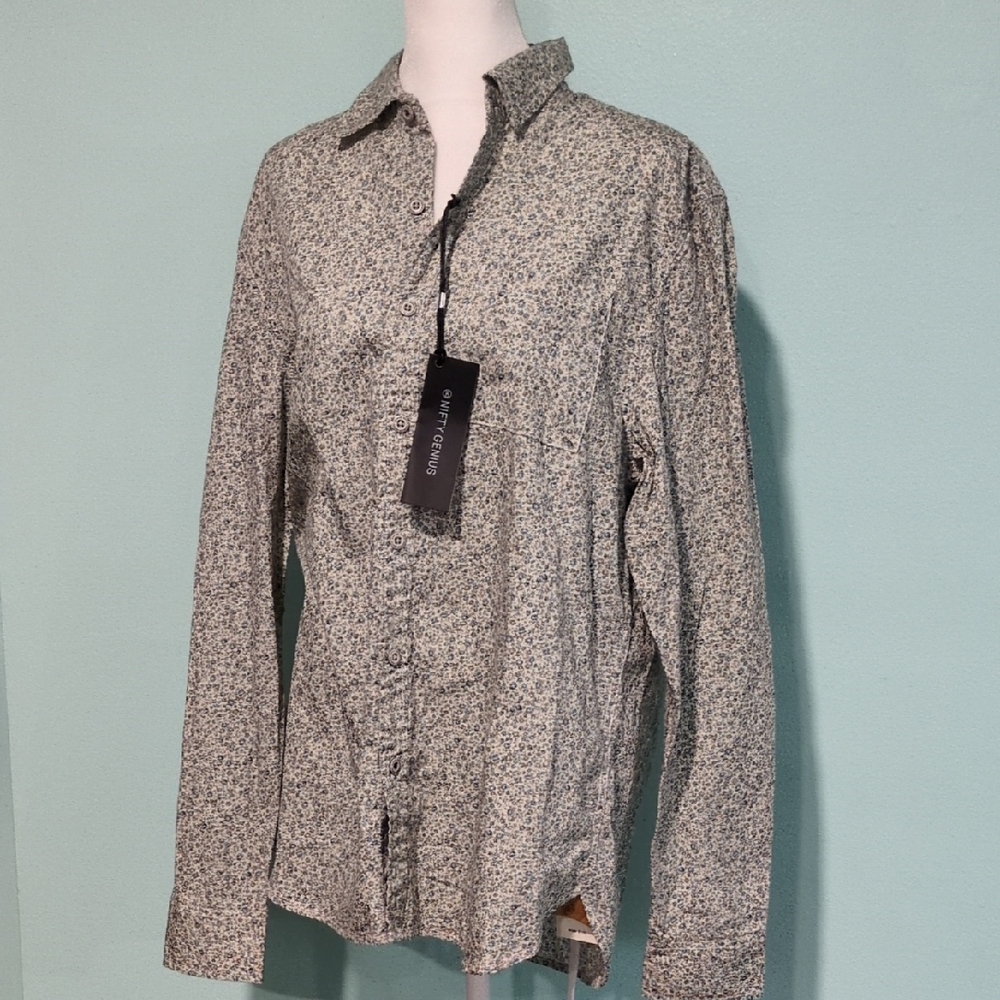 Retail $115 NWT Nifty Genius Floral Button-Up Cotton Shirt